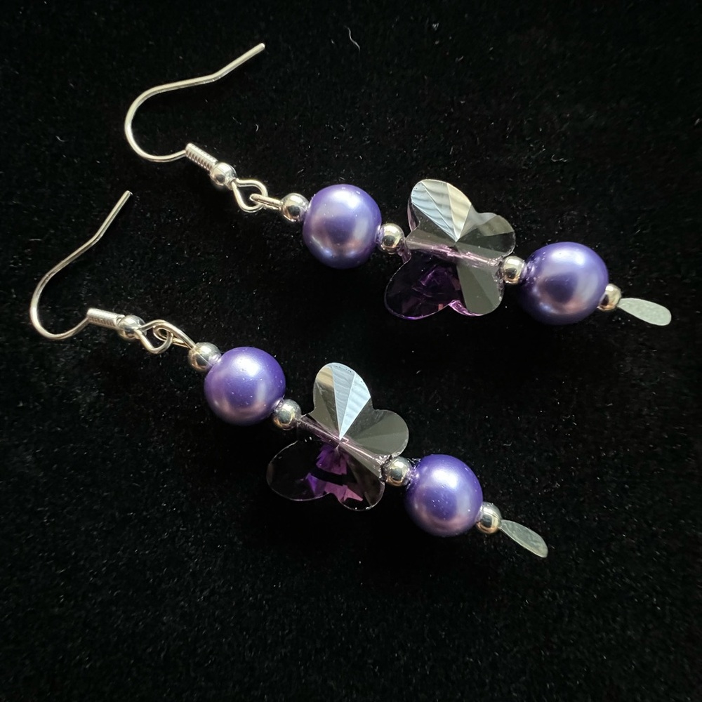 Elegant Purple Beaded Earrings